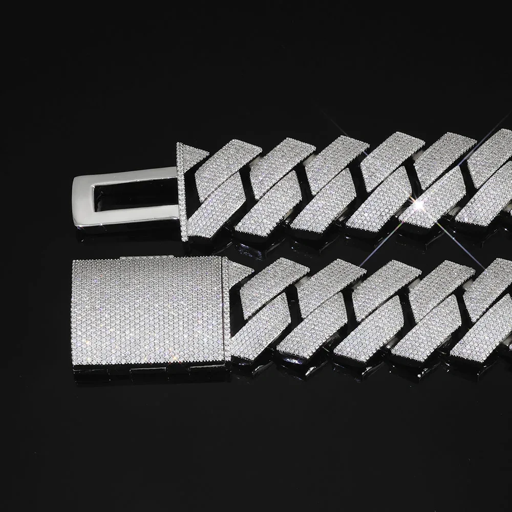 ESKEEM High Quality Heavy 7 Row Cubic Zirconia Cuban Link Chain Necklace 30mm Big Size Iced Out Hip Hop Jewelry for Men