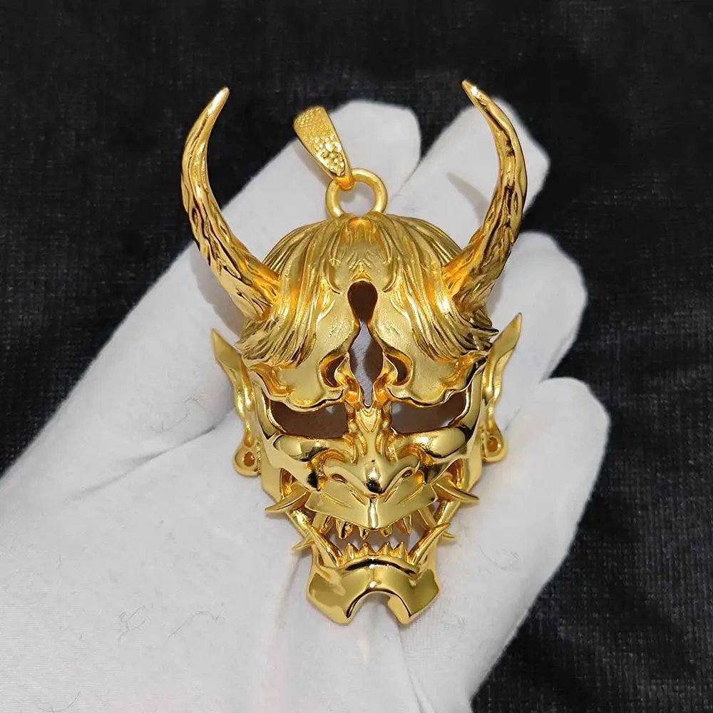 New Design Personalized Custom 925 Sterling Silver Charm Pendant 18K Gold Plated Hip Hop Jewelry 3D Ghost Face Pendant Gift