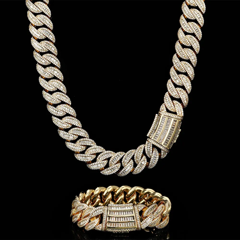 Hip Hop 20mm Mixed Inlay Cuban Link Chain Miami Men Rapper Jewelry Iced Out Necklace
