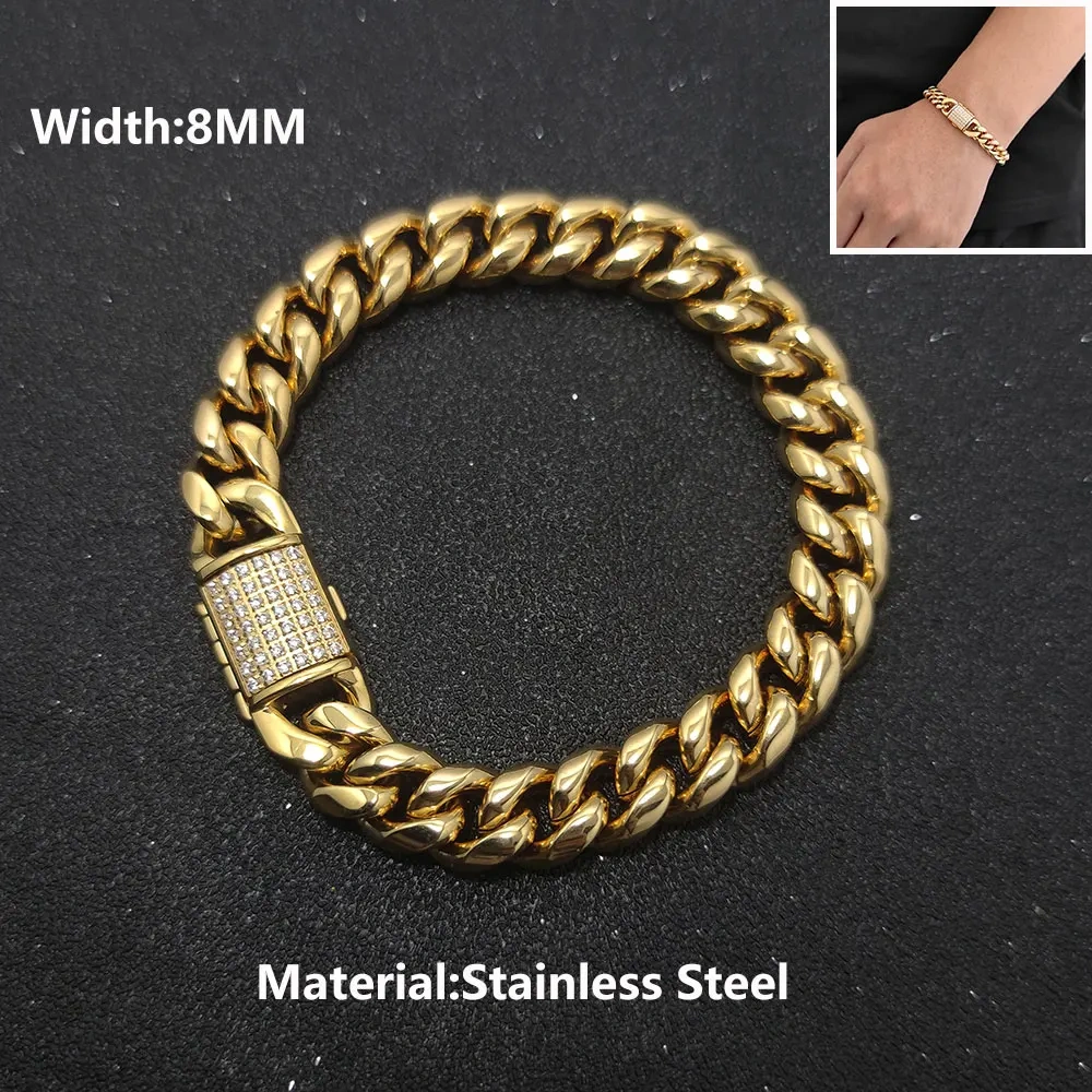 Hip Hop Rapper Rock Jewelry Cuban Link Fashion Luxury Stainless High Quality Multiple styles Bracelet For Women