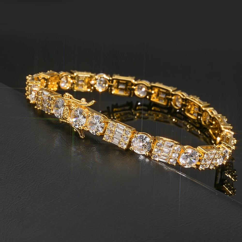 ESKEEM 6.5mm Tennis Chain Bracelet Fashion Jewelry Round Mix Cut Cubic Zirconia Iced Bracelet Women Men Gift