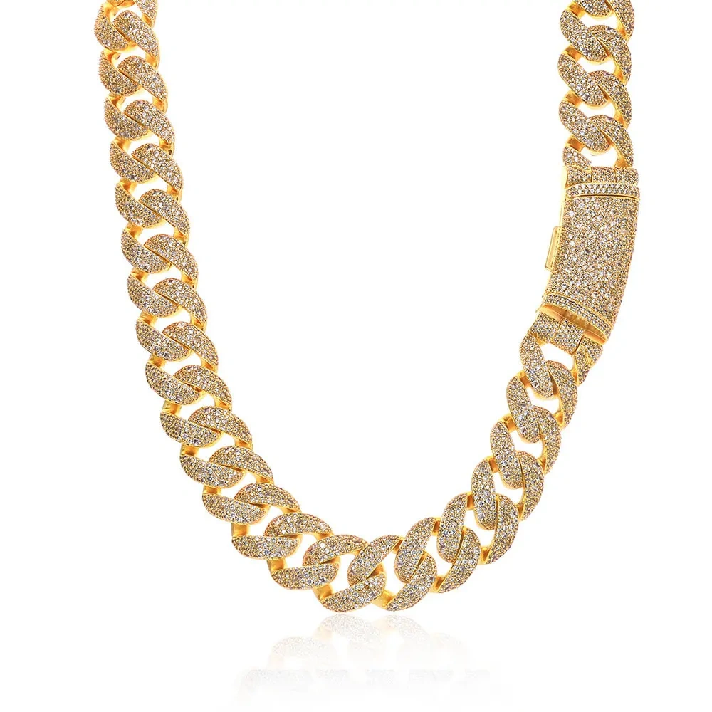 ESKEEM 22mm Shiny Irregular Diamond Chunky Cuban Necklace for Men Full Iced Out CZ Cuban Link Chain Hip Hop Jewelry