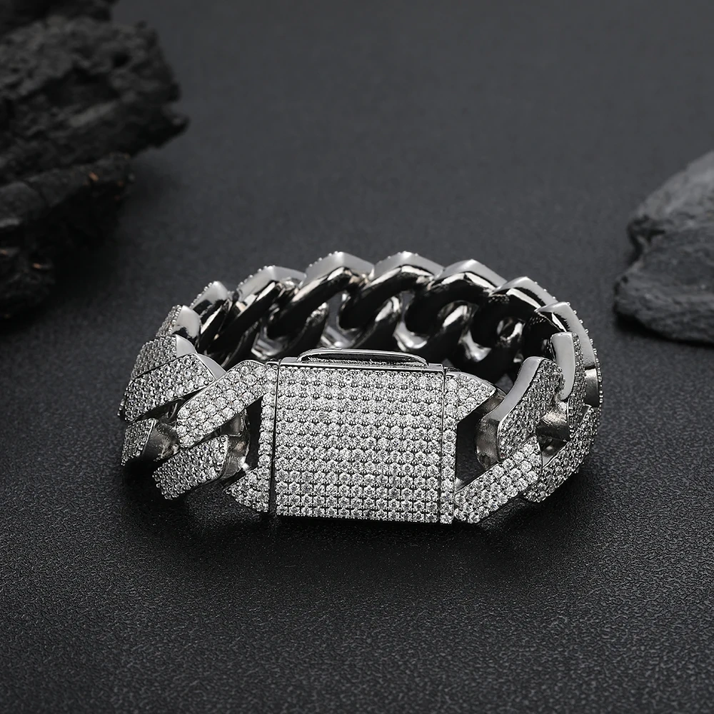 ESKEEM Men 25mm 3 Rows Chunky Iced out Cuban Link Necklace Big Heavy Miami Prong Diamond Chain Fine Jewelry