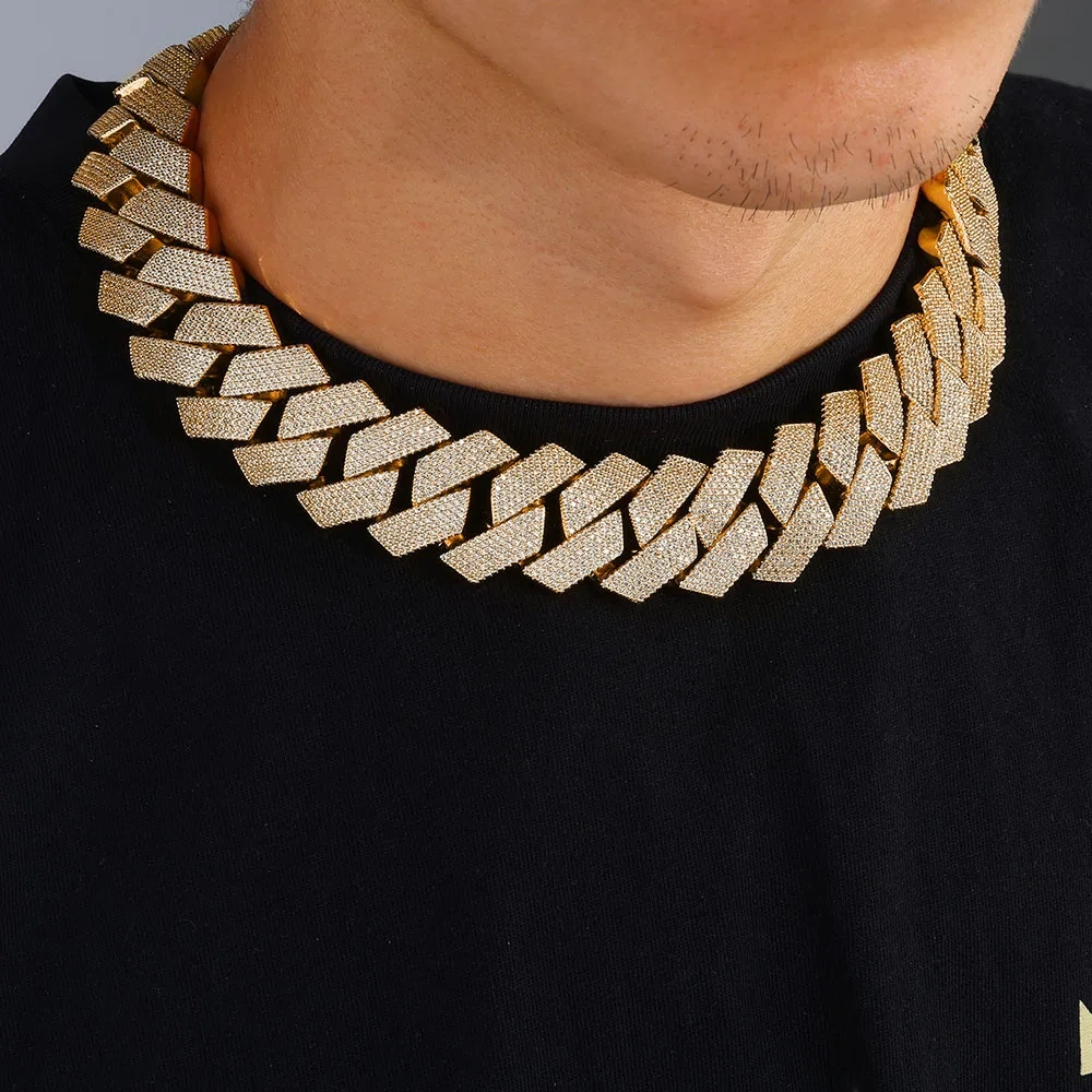 High Quality Custom Hip Hop Jewelry Diamond Necklace 25mm 6 Rows CZ Cuban LINK CHAIN Bling Big Heavy Iced Out Chain For Men