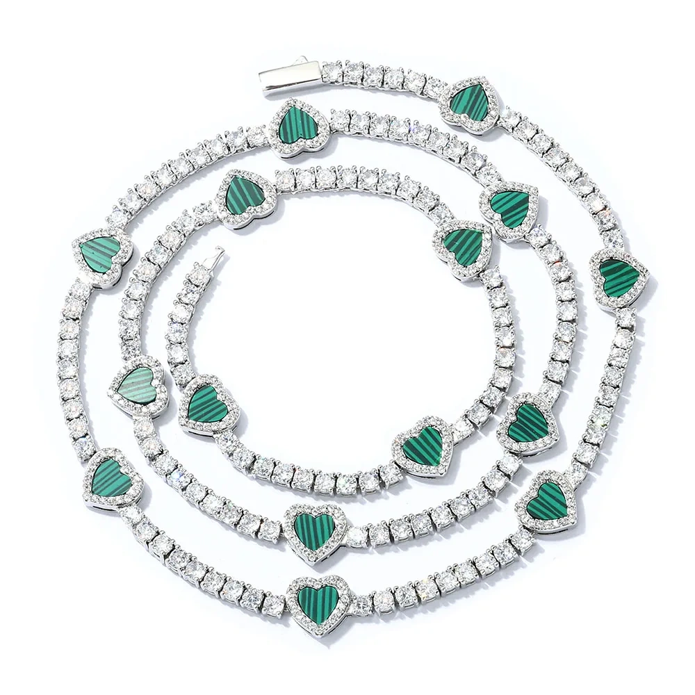 New Design Red/Green Heart Tennis Necklace Bracelet Jewelry Set Jewelry for Woman Classical Necklace Fine Jewelry 5A Zircon