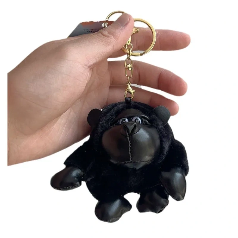 Custom High Quality Animal Gorilla Plush Keychain Mini Monkey Chimp Keychain PU Leather Stuffed Animal Soft Toys