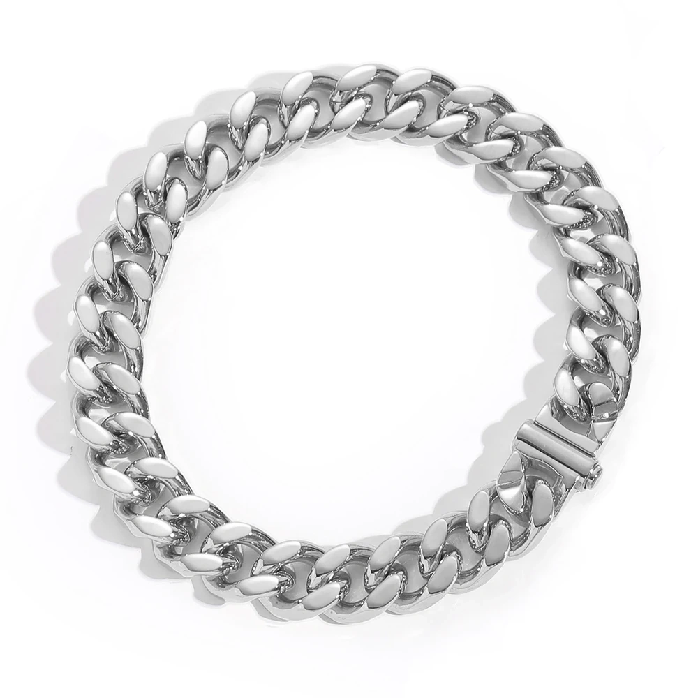 Hip Hop Fashion Jewelry PVD Plating Cuban Necklace Stainless Steel Chunky 10/12MM Miami Cuban Link Chains For Men Gift