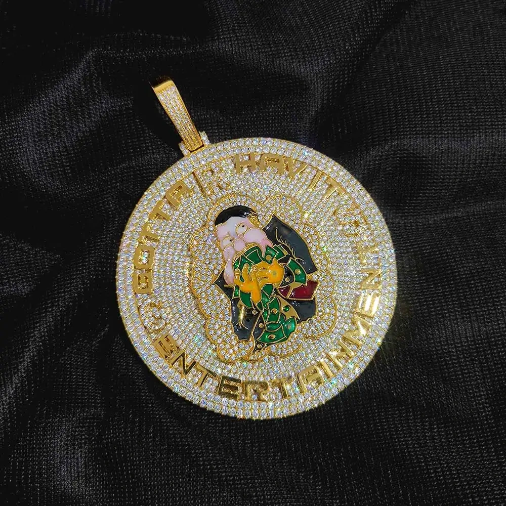 Hip Hop Custom Letter Name Logo Pendant Necklace with Zircon Diamond Polygonal Personality Exaggerated Medal