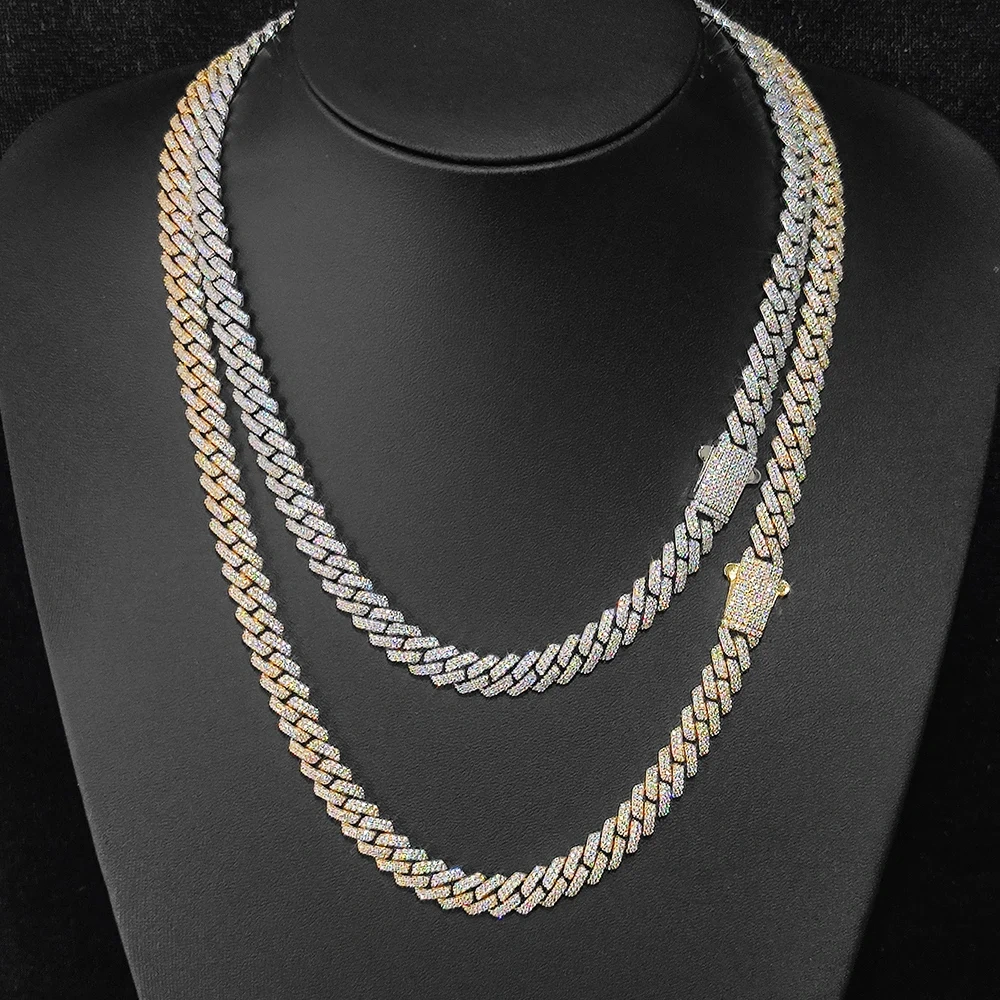 8mm Width Hip Hop Cubic Zircon CZ Iced Out 2 Rows Cuban Link Chain Necklace For Women Jewelry Birthday Gift Drop Shipping