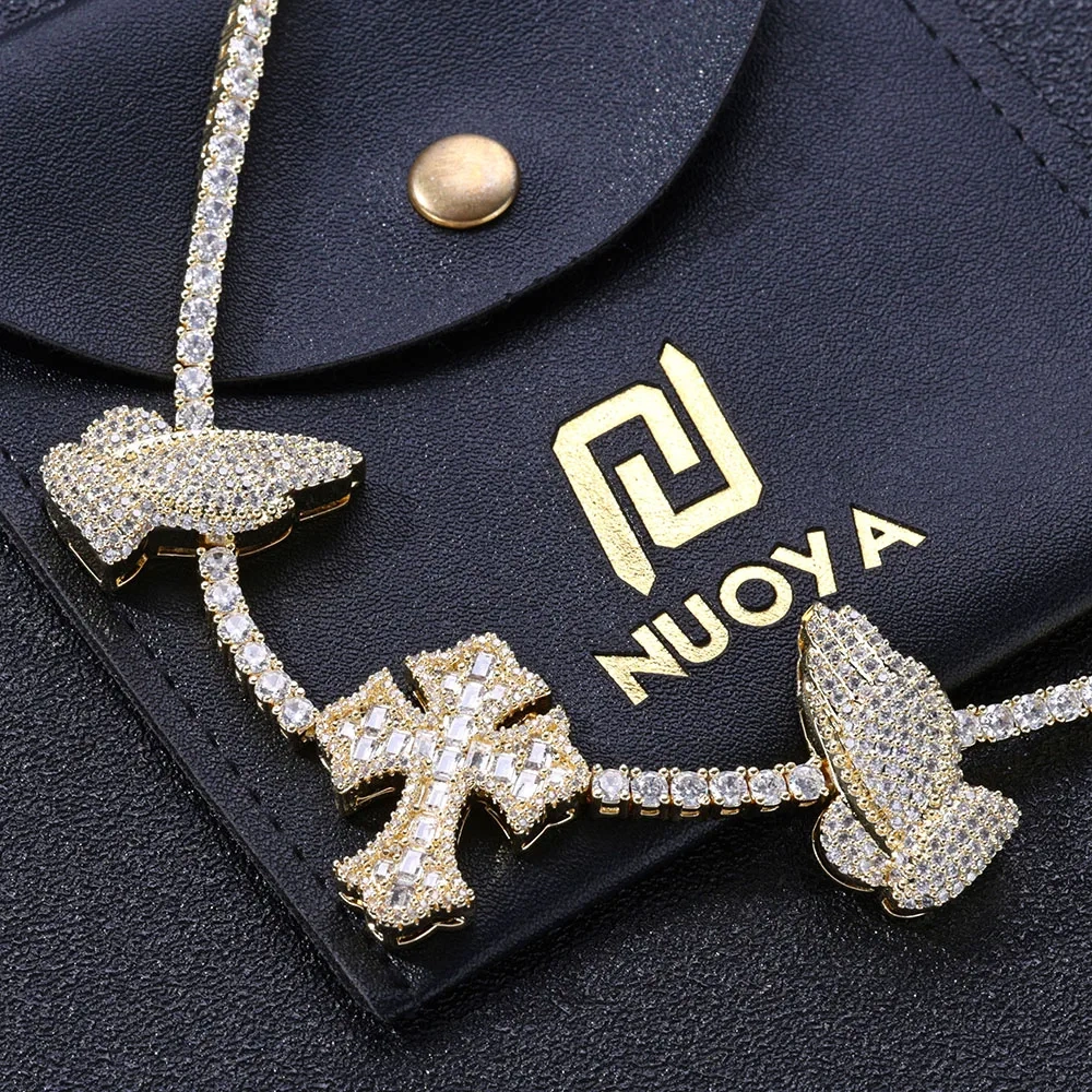 GRA Certified Custom Cross Necklace Silver 925 VVS Moissanite Hip-hop Ice Out Tennis Chain Necklace Women's Jewelry