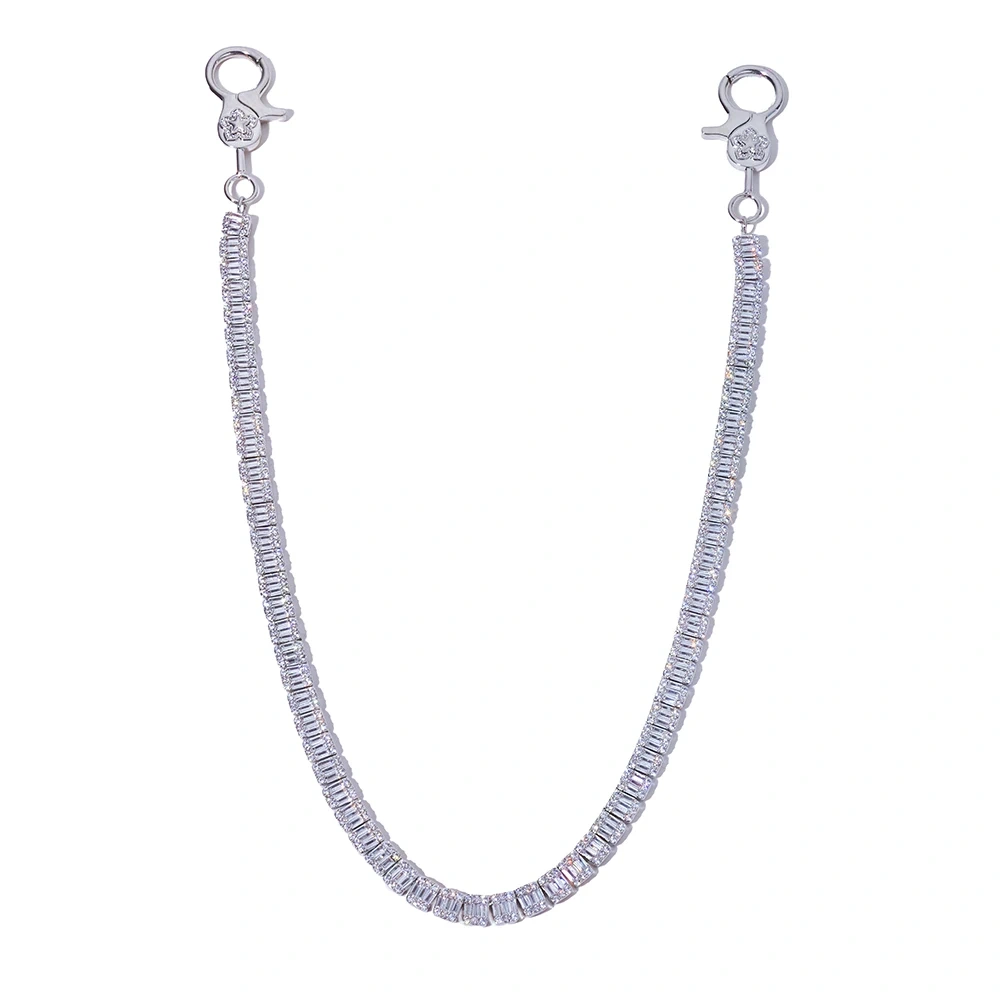 ESKEEM Punk Iced Cubic Zirconia Tennis Chain for Women Men Metal Wallet Jeans Link Key Waist Chain Jewelry