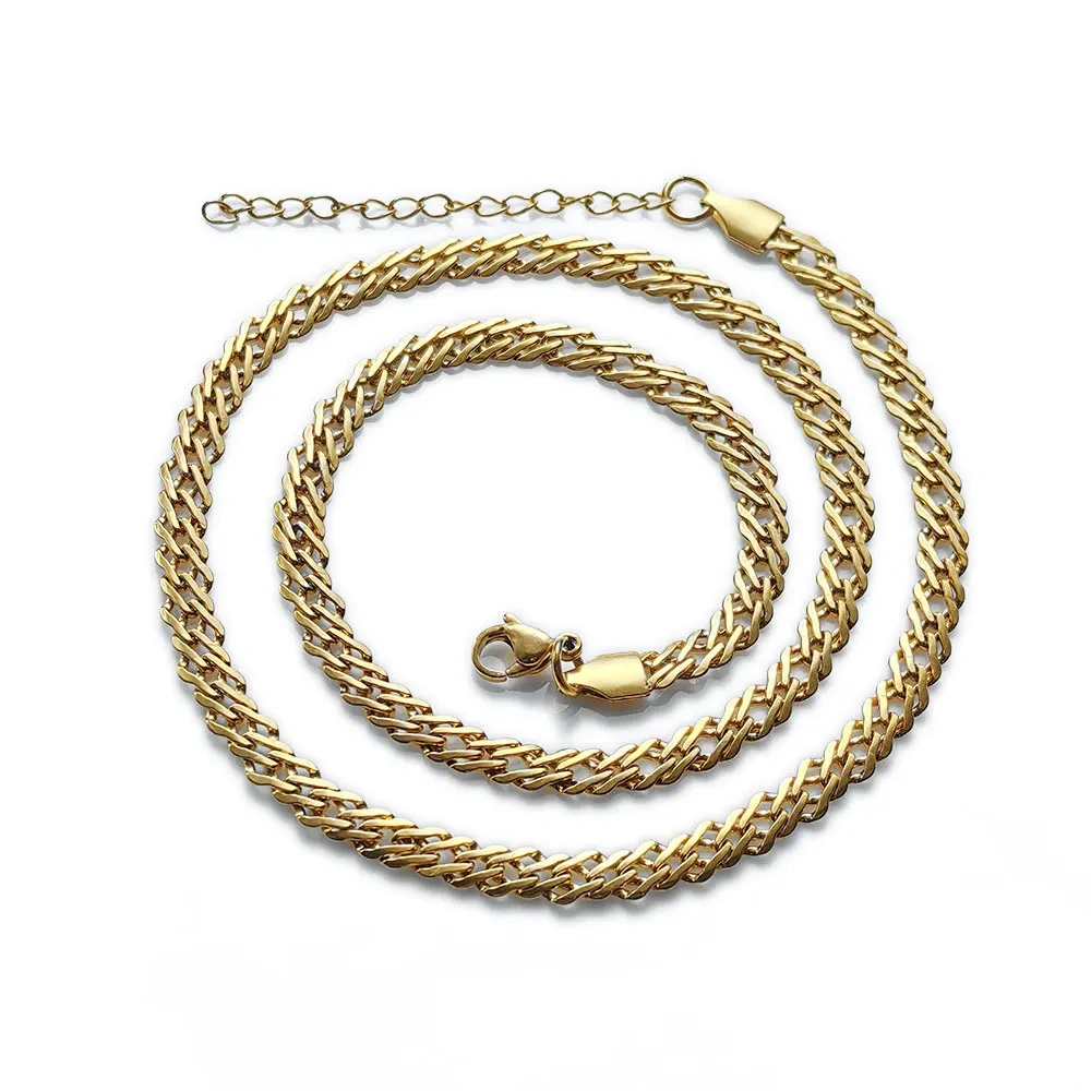 ESKEEM Hip Hop 4mm Stainless Steel Chain Necklace Steel Cuban Link Style Bling Fashion Jewelry