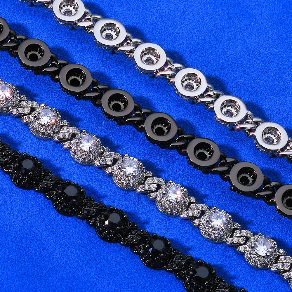 ESKEEM 7.5mm Full Iced Out Black Diamond Chain Necklace Hip Hop Jewelry Black Plating with Black CZ Women Choker Gift