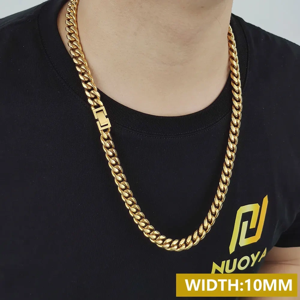 6/8/10/12/14/18MM Hip Hop Rock Stainless Steel Cuban Choker Jewelry Miami Cuban Link Chain Necklace For Men Women Drop Shipping