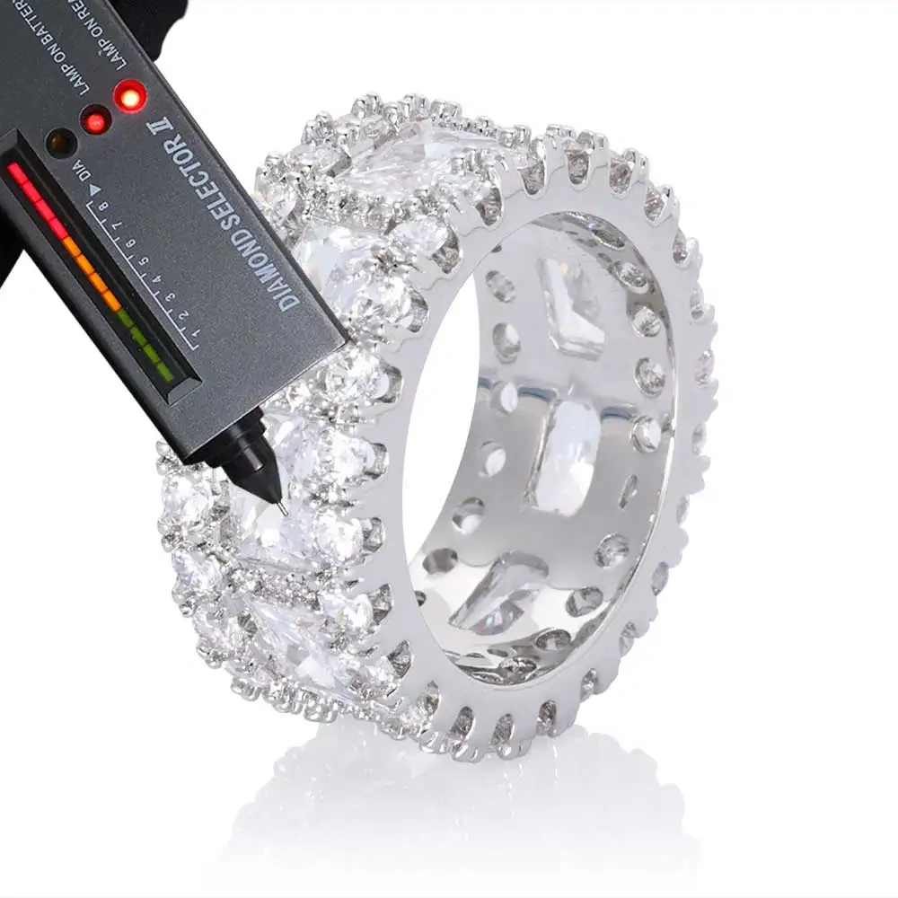 Sparkling Lab VVS Diamond 925 Silver Ring Jewelry Double Row Stone Moissanite Eternity Ring For Women And Man