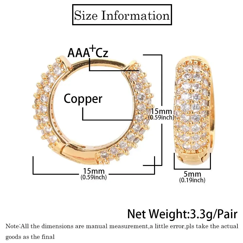 Dropshipping Luxury Hip Hop Iced Out Cubic Zirconia Cz Studs Hoop Earrings For Women Christmas Gift Jewelry