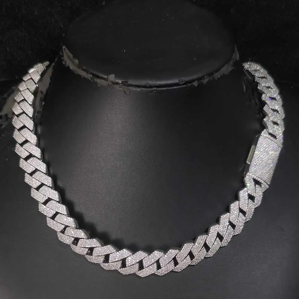 Hip Hop Jewelry Iced Out 15mm 4 Rows CZ Cuban Necklace Box Buckle Fashion Men Bling Prong Setting Diamond Miami Cuban Link Chain