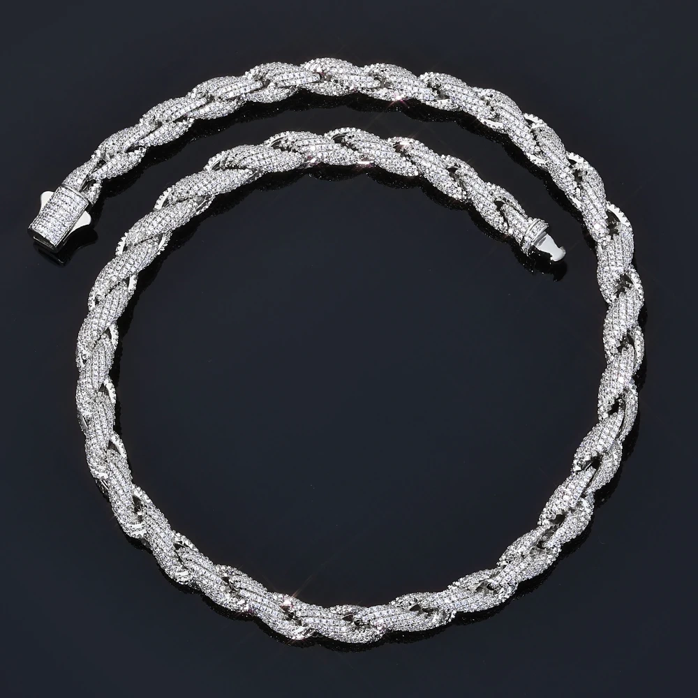 ESKEEM Bling Iced Out Cubic Zirconia Rope Chain Choker for Women Men Hiphop Jewelry Full Pave CZ Necklace