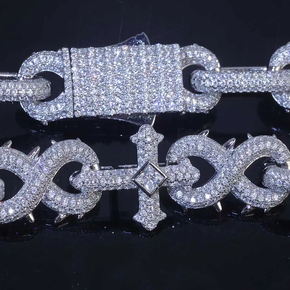 Wholesale Fine Jewelry Cross Moissanite Necklace 925 Sterling Silver Vvs Diamond Iced Out Moissanite Chain Men