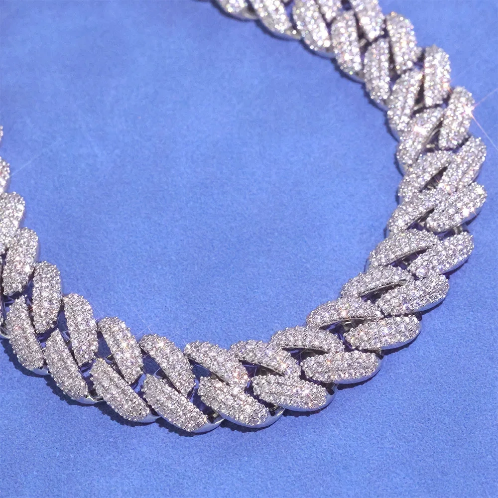 ESKEEM New Style 12mm 925 Silver Iced Out Diamond Cuban Chain Necklace Hip Hop Fine Jewelry Bling Moissanite Bracelet for Women