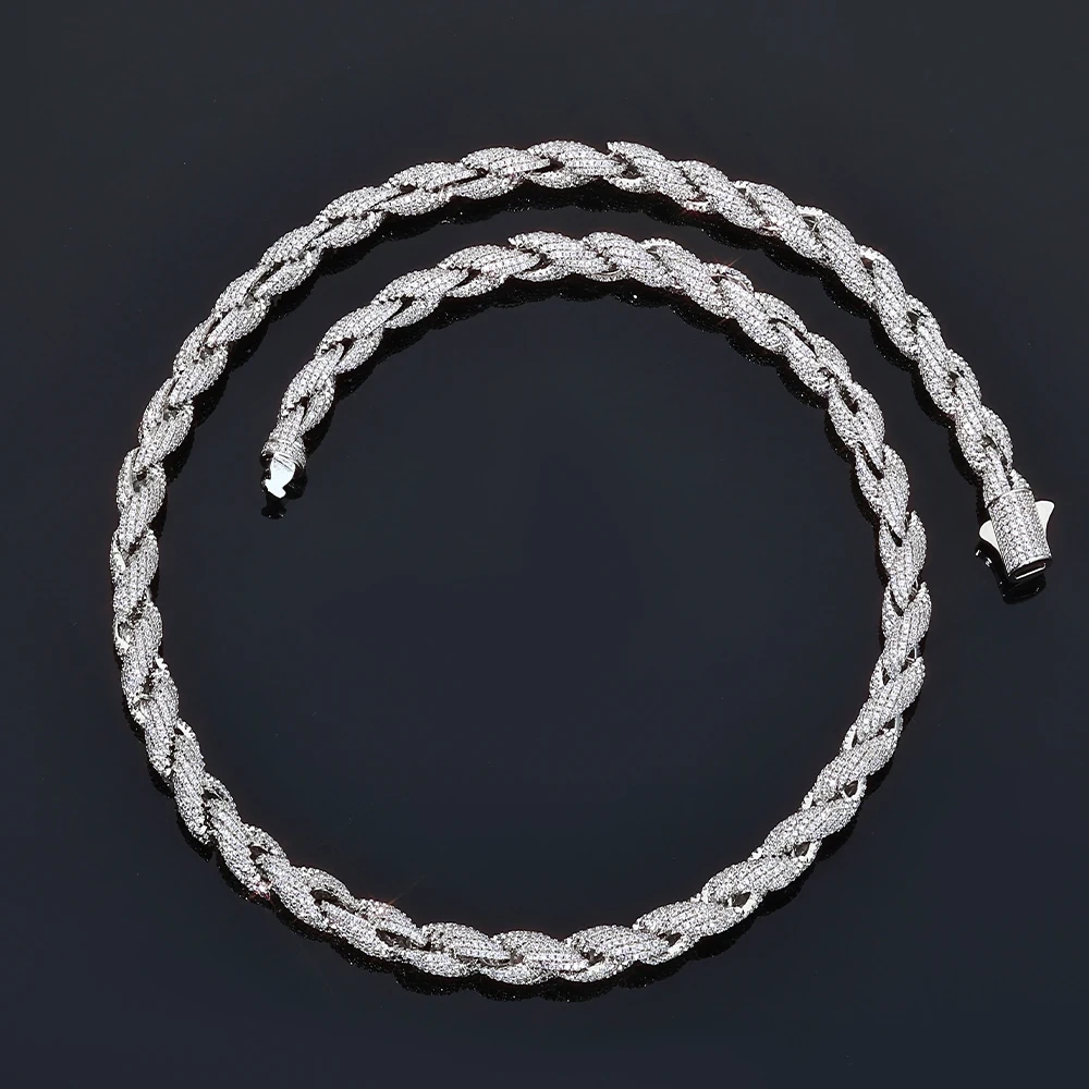 ESKEEM Bling Iced Out Cubic Zirconia Rope Chain Choker for Women Men Hiphop Jewelry Full Pave CZ Necklace