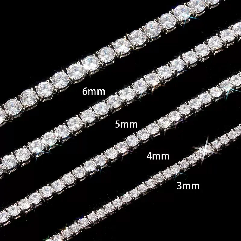 Drop Shipping Hip Hop Bling CZ Cubic Zirconia Iced Out Tennis Bracelet For Women 3/4/5/6mm Width 1Row Tennis Bracelet