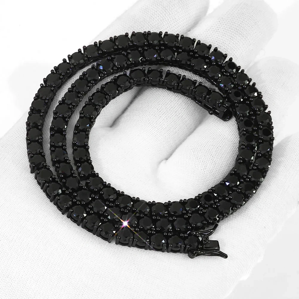 ESKEEM 3/4mm Cubic Zirconia Tennis Bracelet Black Plated Iced Out CZ Copper Tennis Chain Hip Hop Jewelry Party Gift