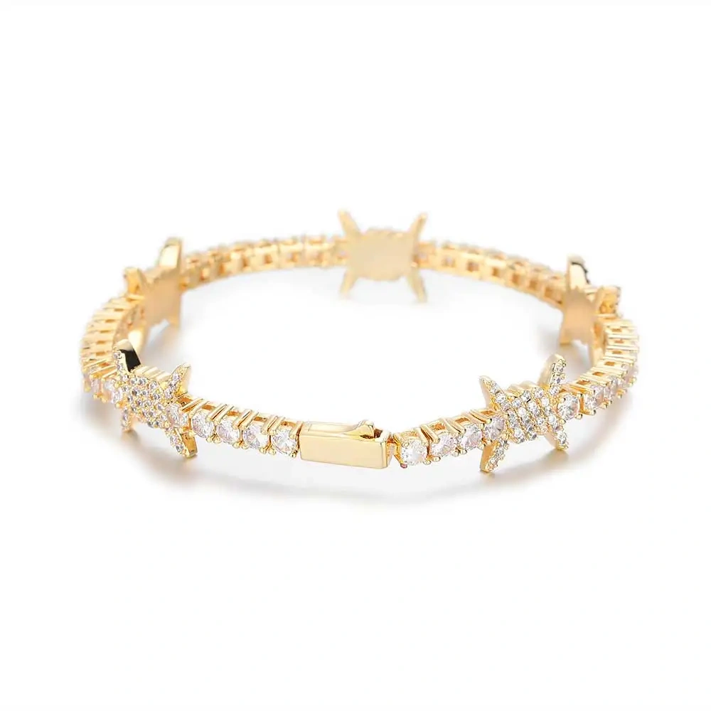 Hip Hop Spring Buckle Thorn Tennis Chain Jewelry High Quality Iced Out Zircon Tennis Chain Necklace For Girl Drop Shipping