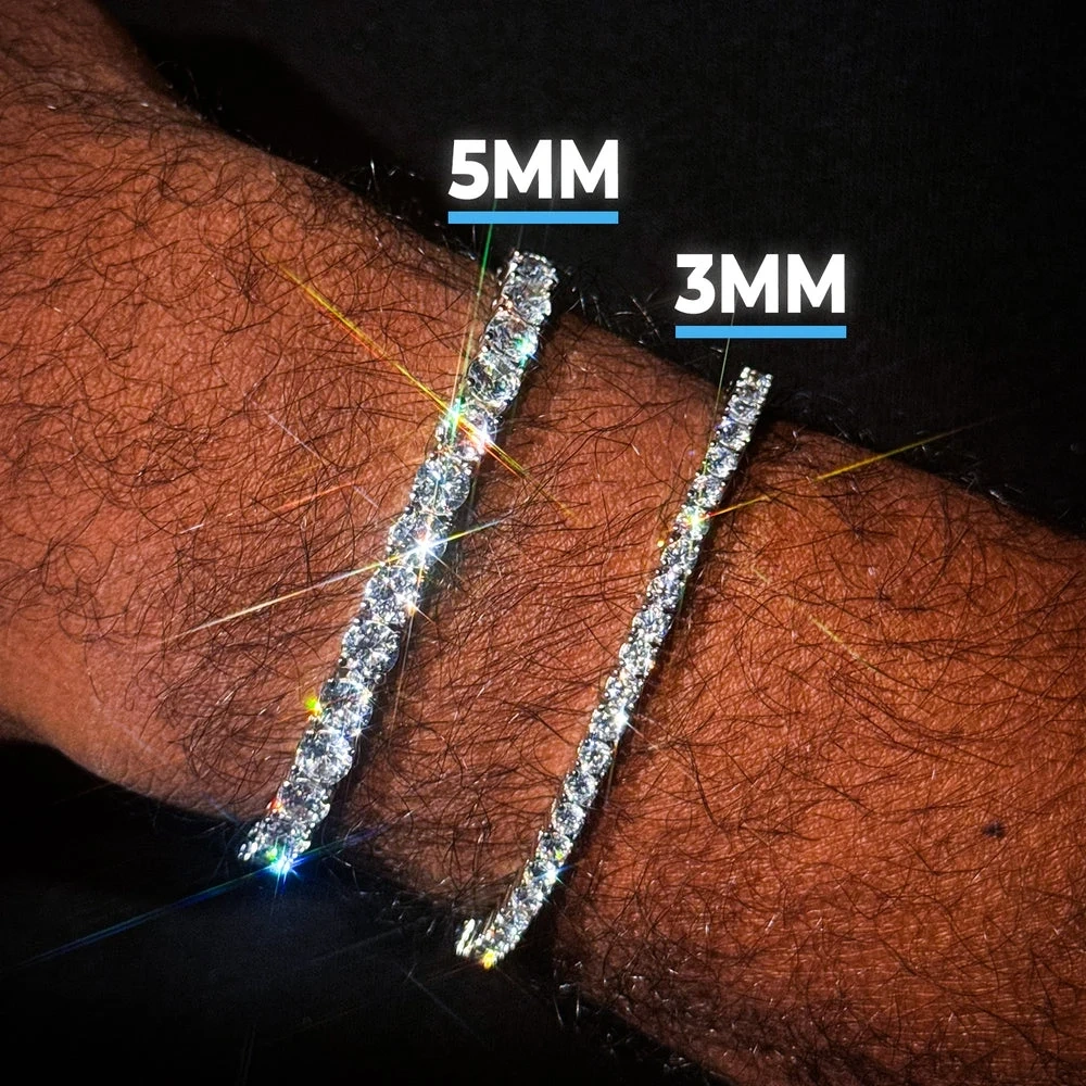 ESKEEM 925 Silver VVS Moissanite Tennis Bracelet 2/3/4/5 MM Iced Out Diamond Tennis Chain Pass GRA Diamond Test In Stock