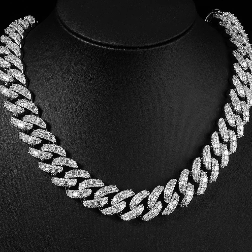 ESKEEM Hip Hop Jewelry 18mm Brass AAAAA CZ Diamond Necklace Luxury 3Row Iced Out Heavy Cuban Link Chain for Men