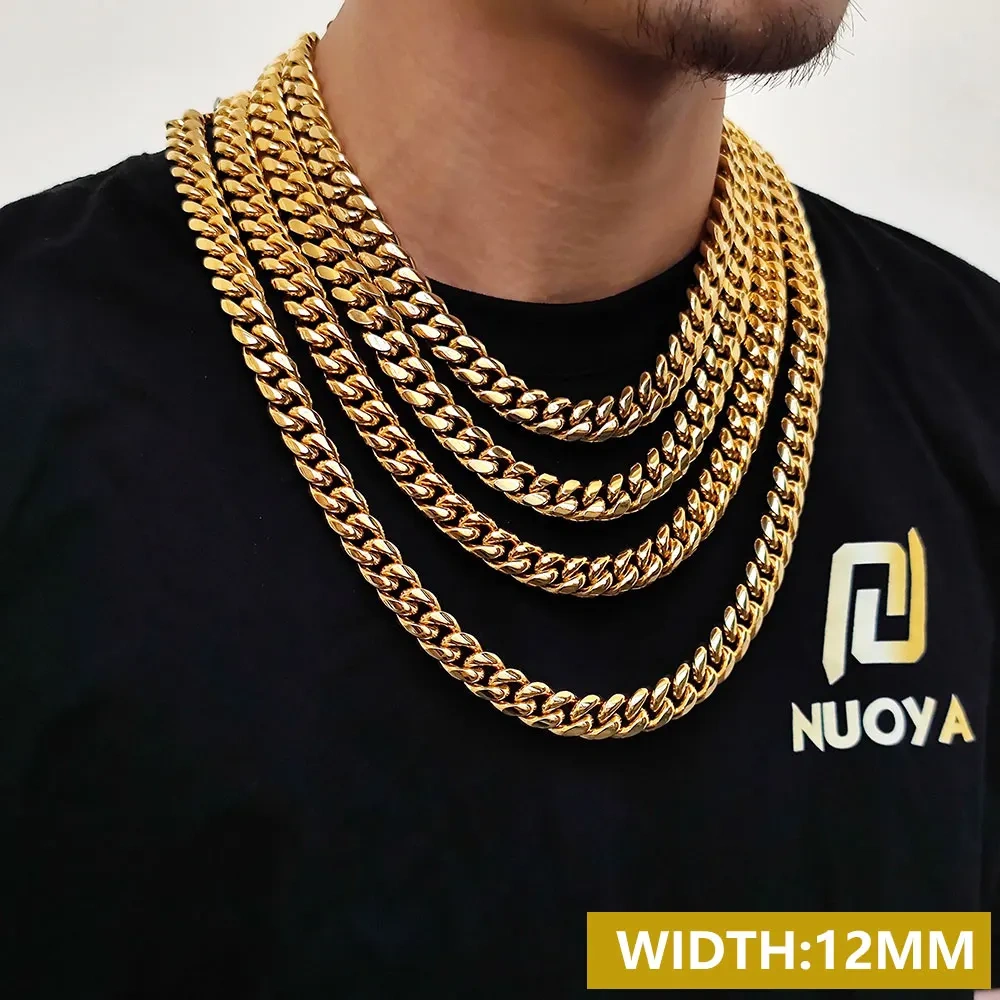 6/8/10/12/14/18MM Hip Hop Rock Stainless Steel Cuban Choker Jewelry Miami Cuban Link Chain Necklace For Men Women Drop Shipping