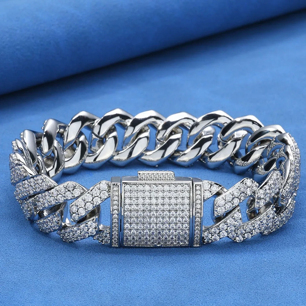 15mm Zircon Prong Cuban Link Chain Women Choker Cubic Zircon Luxury Bling CZ Iced Out Necklace Hiphop Men Jewelry