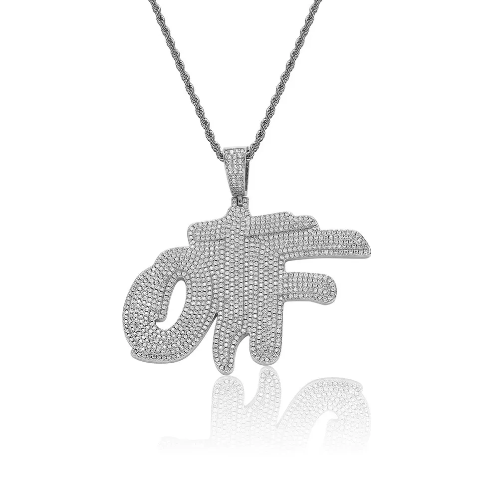 Fashion Jewelry Only The Family OTF Charm Iced Out Bling Two Layers CZ Stone Letter Pendant Tennis Necklace For Men