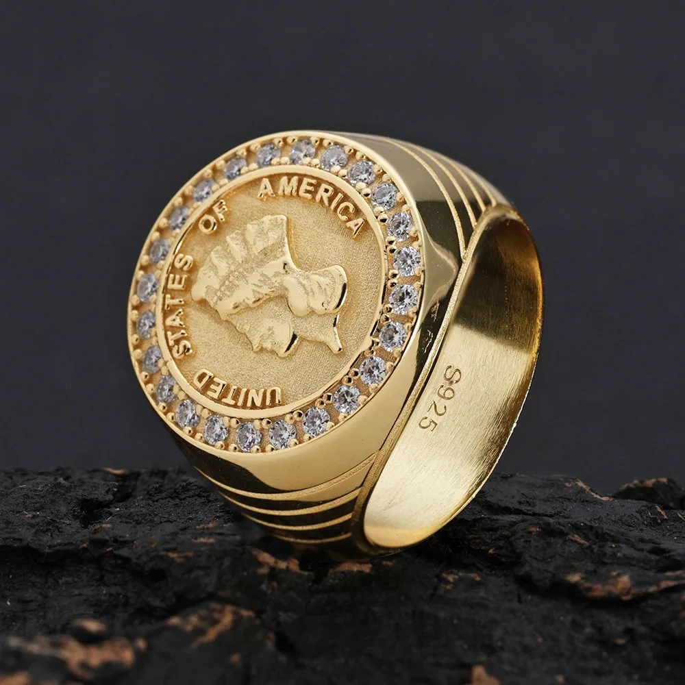 ESKEEM Real 18K Gold Plated Ring Inlaid Moissanite Diamond Single Tail Customized 925 Silver Index Finger Ring Vintage Jewelry ﻿