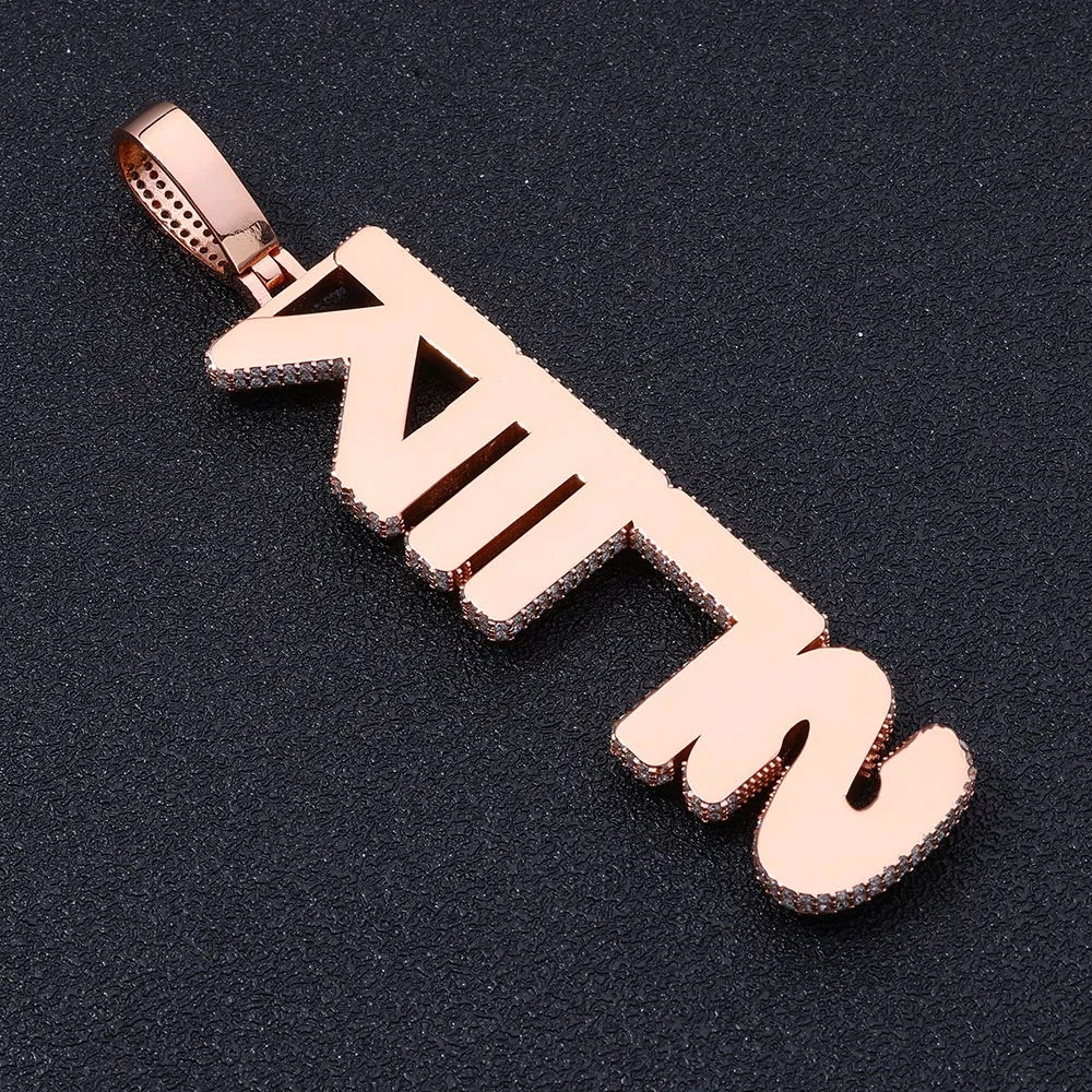 Hip Hop Custom Iced Out Moissanite Big Letter Pendant Charm Bling VVS Diamond Brass Pendant Necklace Women Men Jewelry