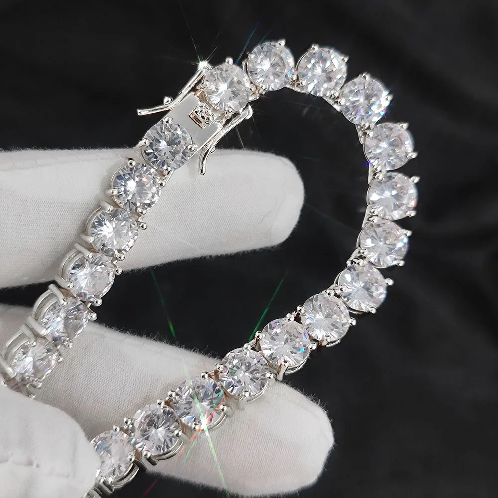 ESKEEM Bling 8mm Big CZ Diamond Tennis Necklace Hip Hop Fine Jewelry Iced Out Cubic Zircon Tennis Chain Necklace Men Women Gift
