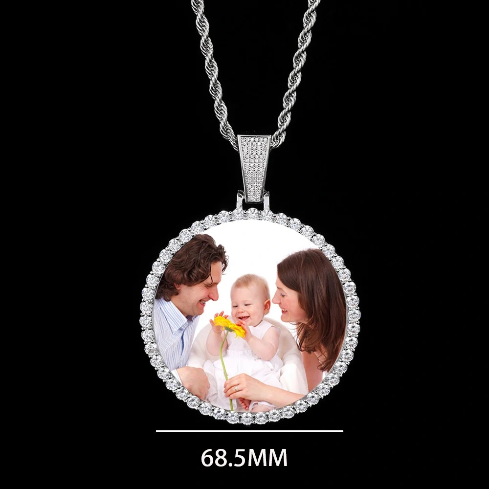 26mm/35mm/45mm Custom Photo S925 Personalized Pendants VVS Moissanite Pass Test Bling Diamond Necklaces Women Men Jewelry Gift