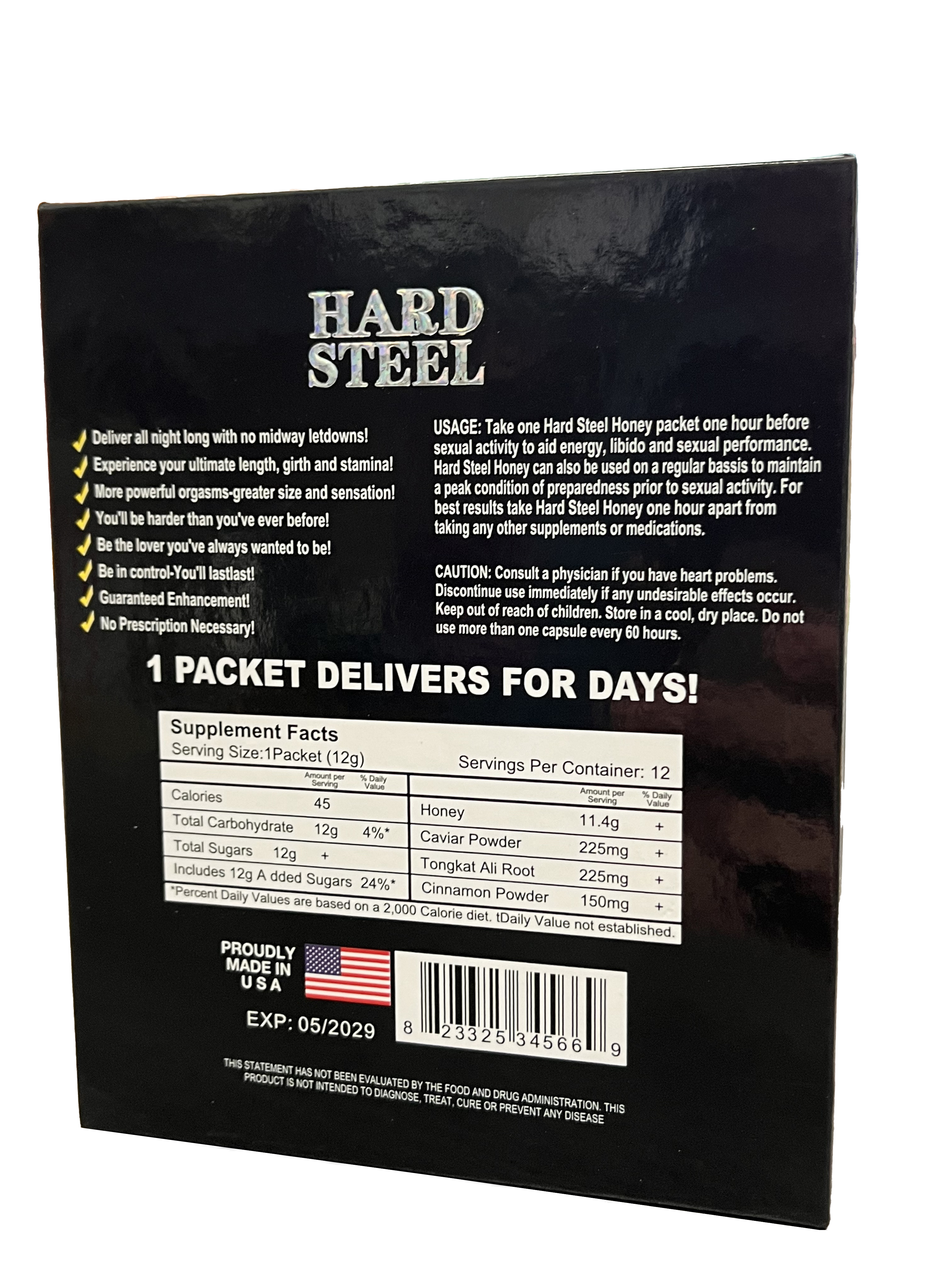 Premium Honey-Based Male Enhancement Supplement - 12 Packets x 12g