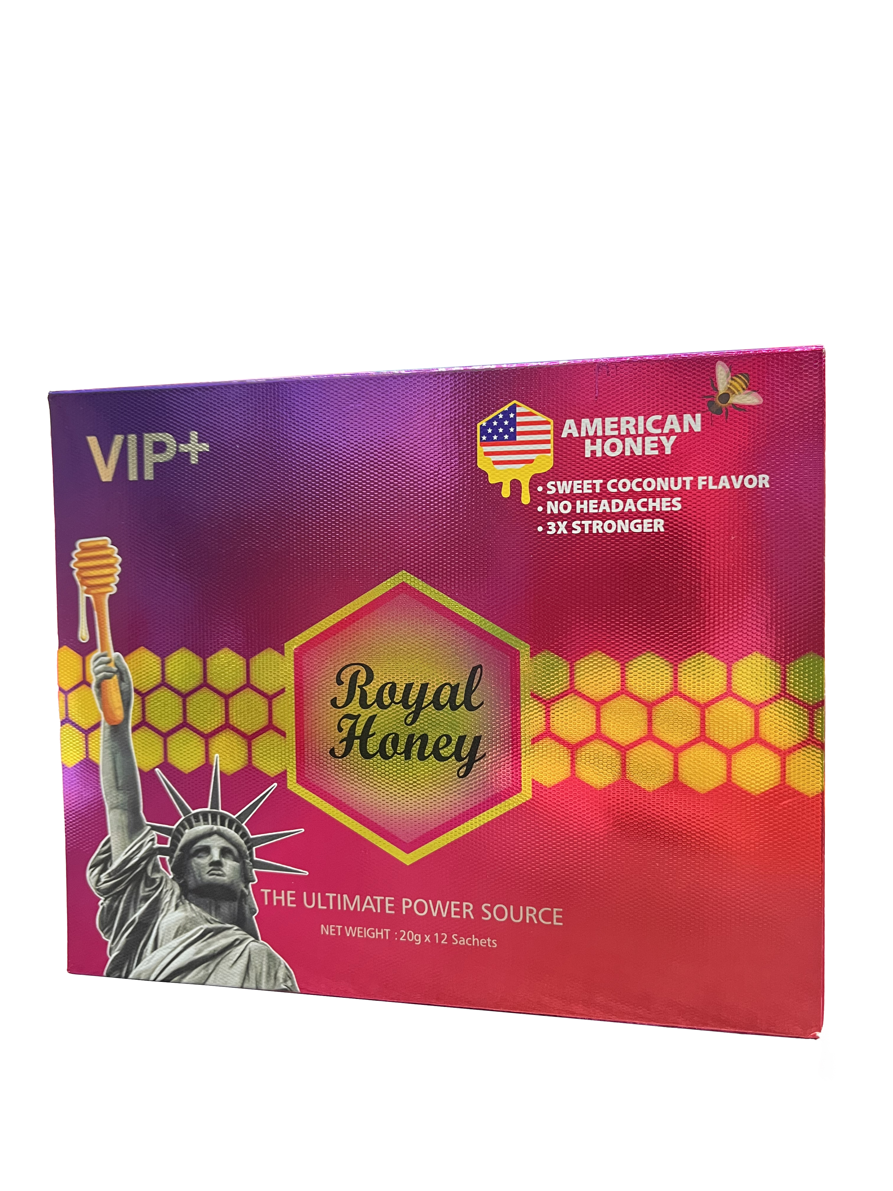 Premium Coconut Flavored Vitality Honey Supplement - 12 x 20g Sachets Pack
