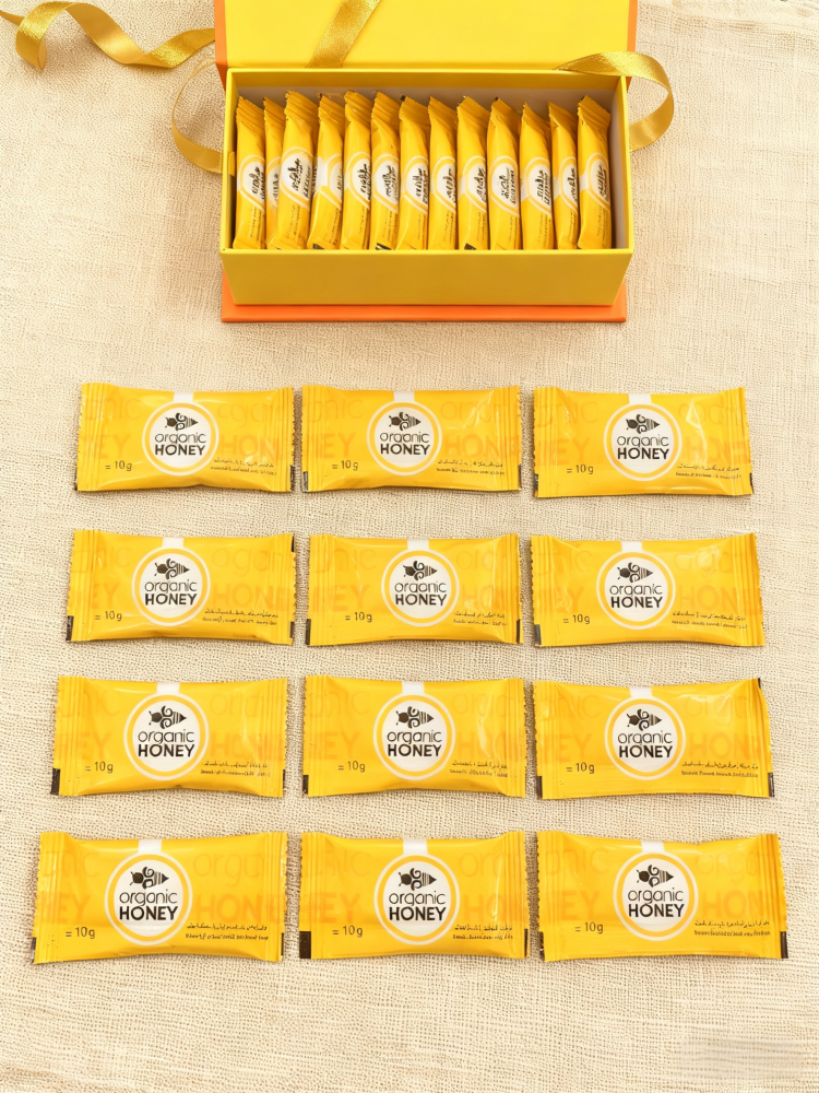 Organic Honey for Men (24 Sachets, 240g) - Blended with Royal Jelly, Bee Pollen, Ginseng & Mixed Herbs