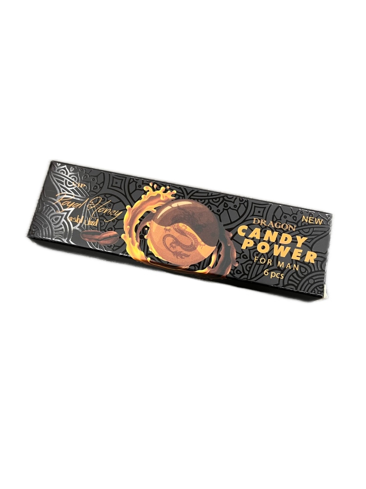 Organic Honey Candy Power - Natural Blend with Ginseng & Coffee (60 Pieces, 300g)