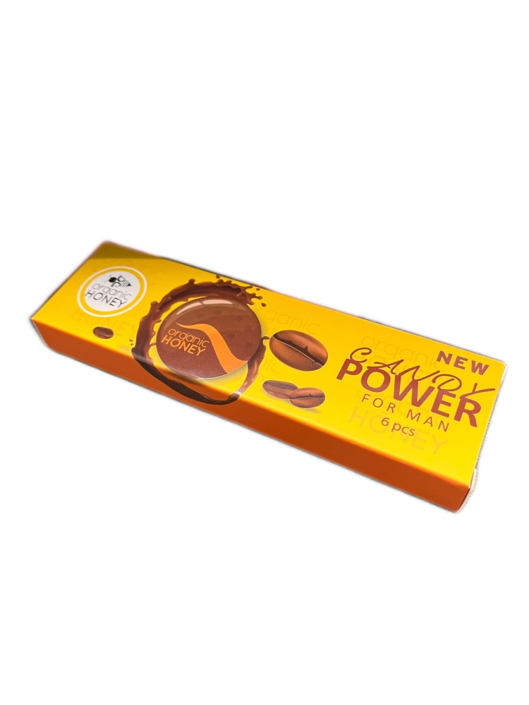 Organic Honey Candy Power - Natural Blend with Ginseng & Coffee (60 Pieces, 300g)