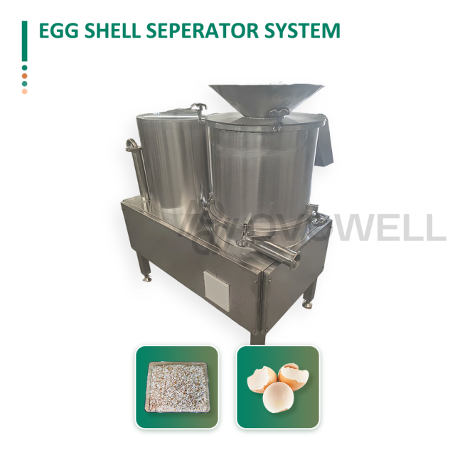 Stainless steel eggshell and liquid separator for egg-breaking lines