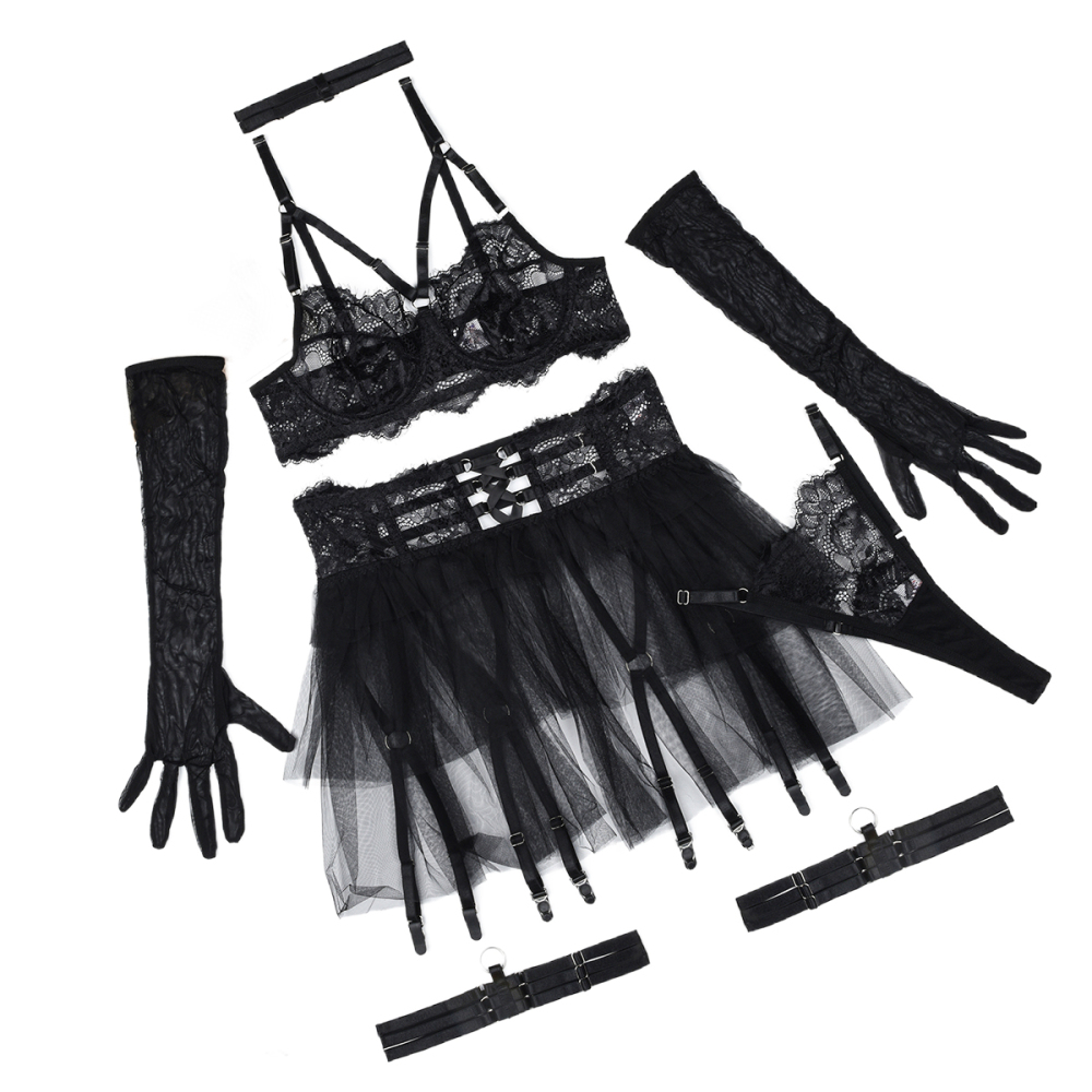 🖤 Black Swan Lace Tulle Lingerie Set | The Dark Queen’s Elegance