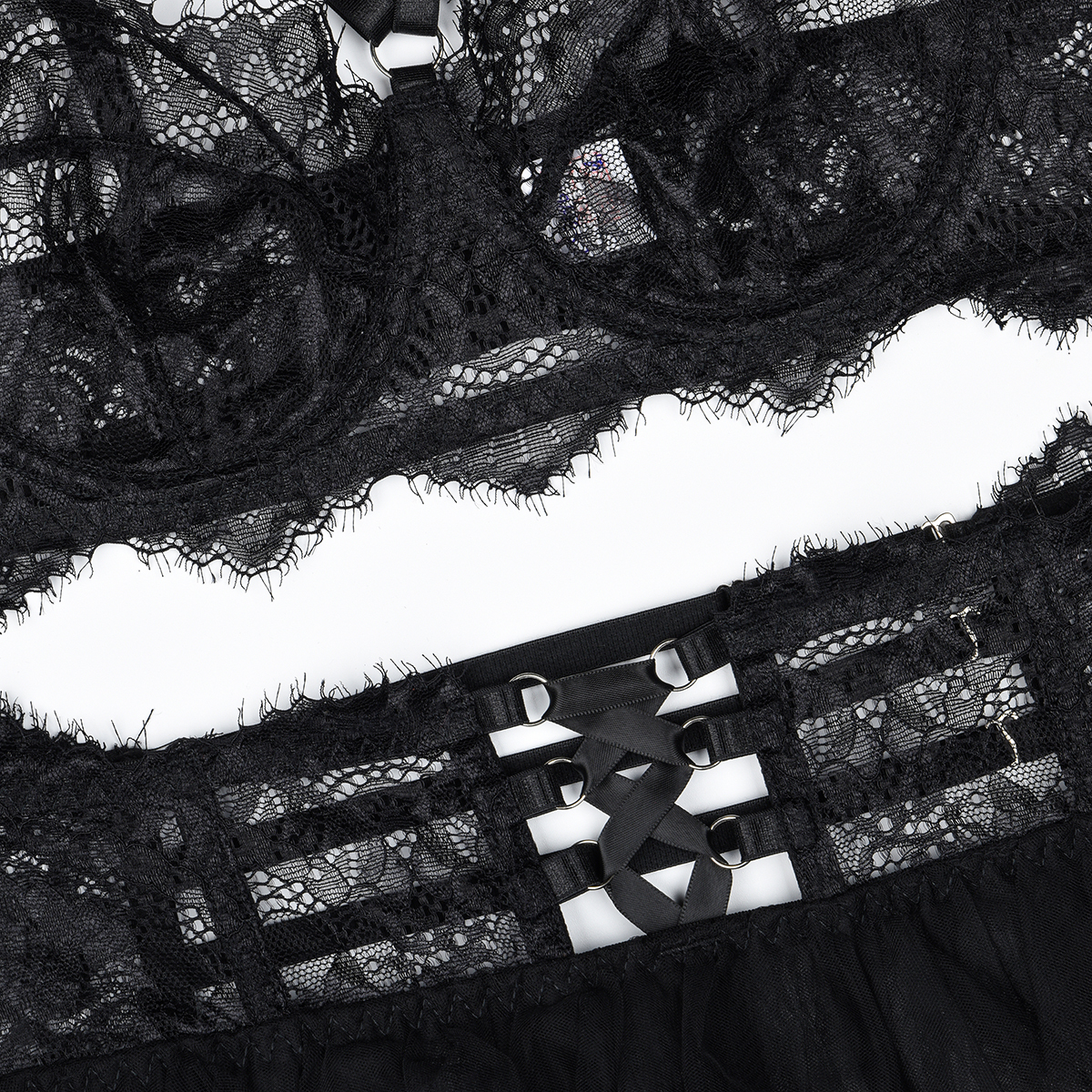 🖤 Black Swan Lace Tulle Lingerie Set | The Dark Queen’s Elegance