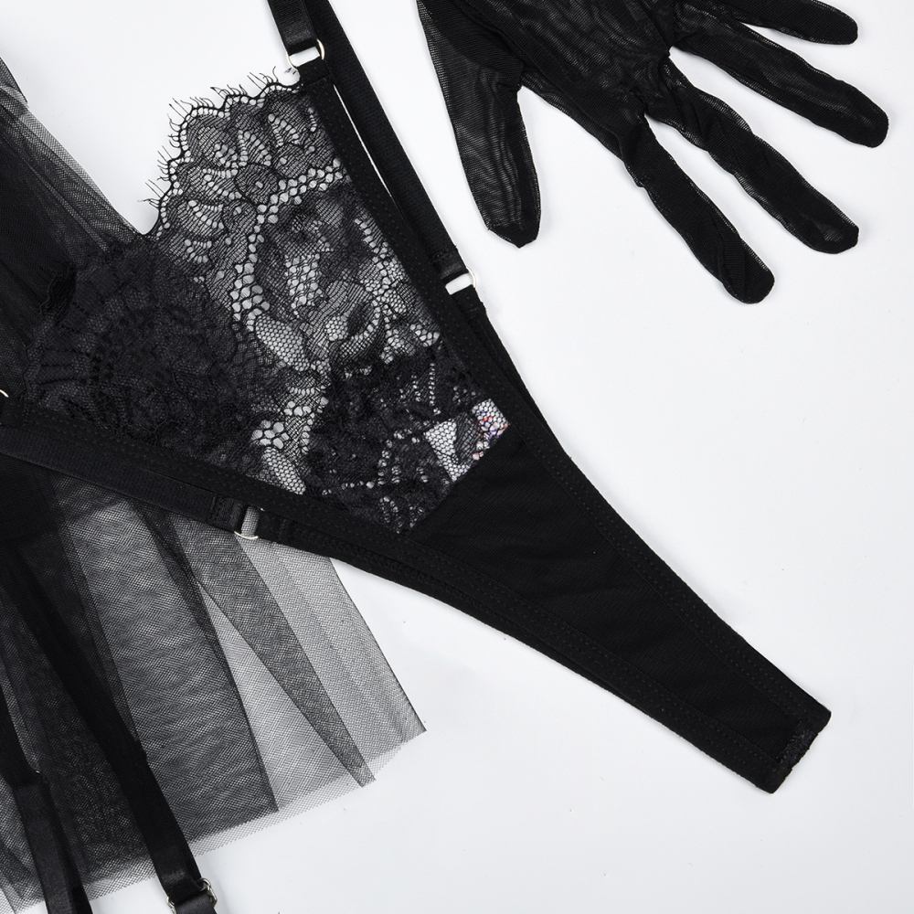 🖤 Black Swan Lace Tulle Lingerie Set | The Dark Queen’s Elegance