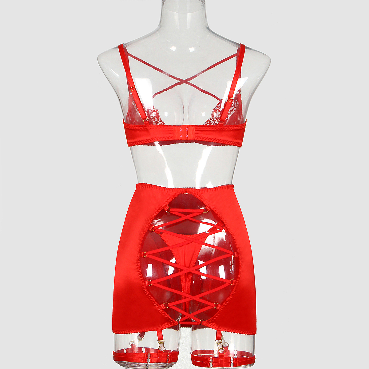 Scarlet Desire Embroidered Lingerie Set | The Flame of Seduction