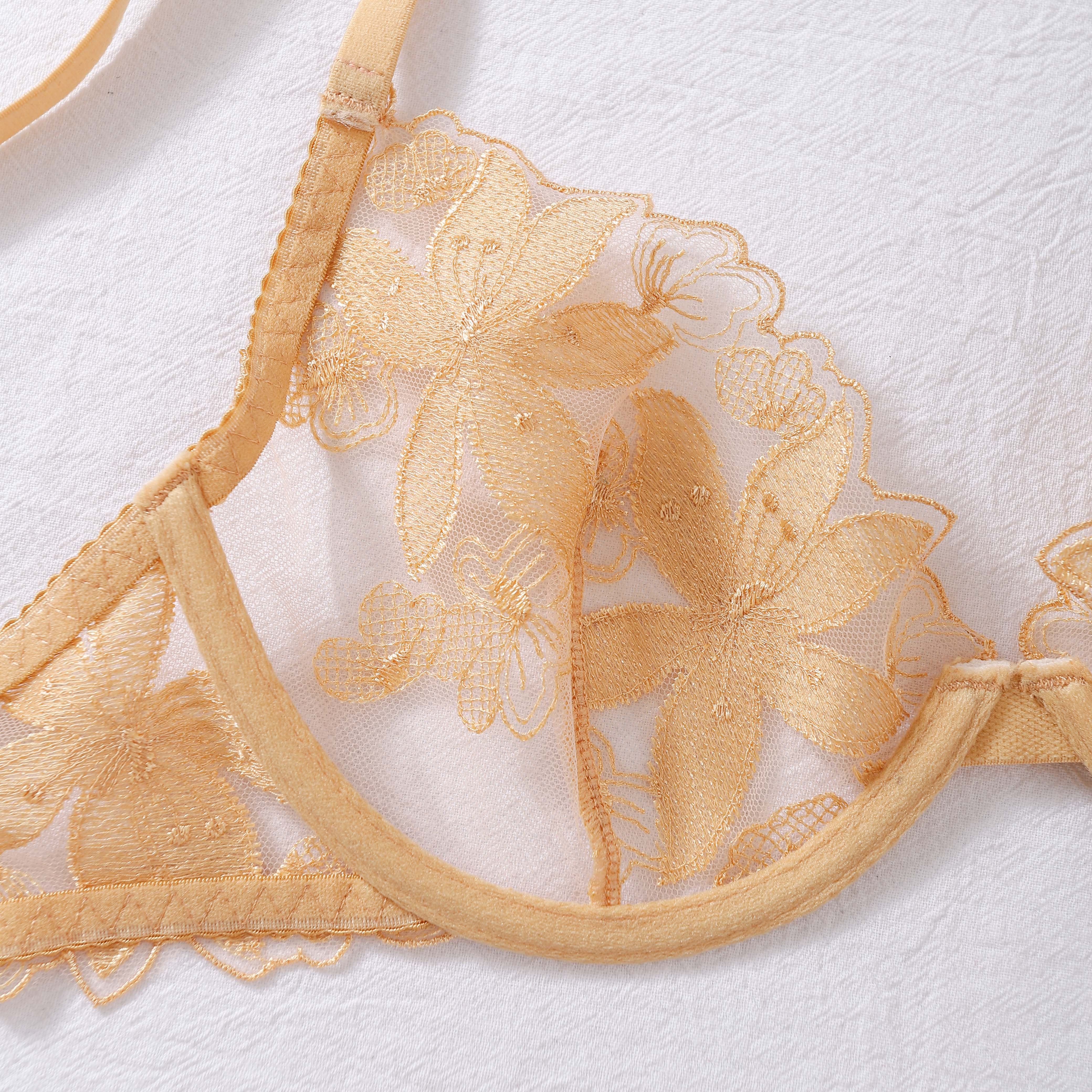 Golden Empress Embroidered Lingerie Set | The Art of Seduction