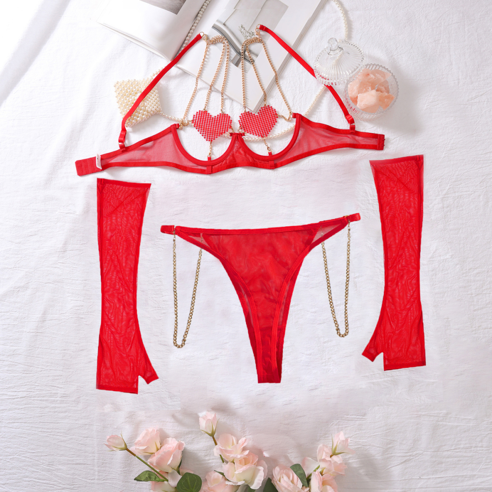❤️ Crystal Heart Seduction Lingerie Set | Dazzle in Passion