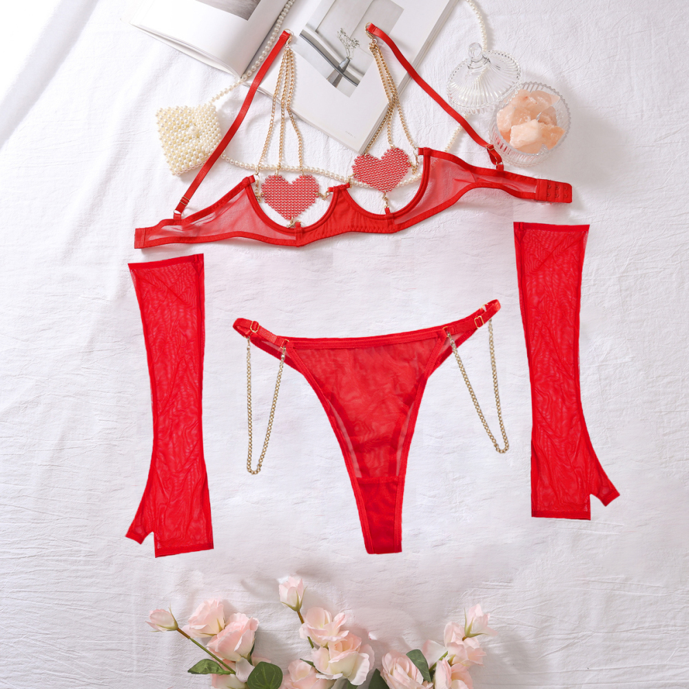 ❤️ Crystal Heart Seduction Lingerie Set | Dazzle in Passion